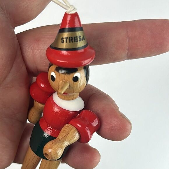 C2 Rainoldi Jointed Wooden Pinocchio Christmas Ornament Hand painted in Italy - Picture 6 of 9